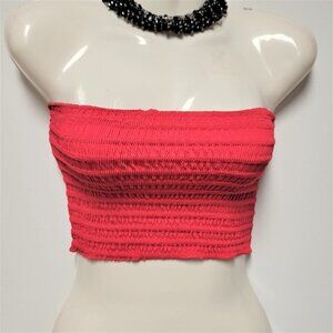 Pink Strapless Crop Top Bandeau Tube